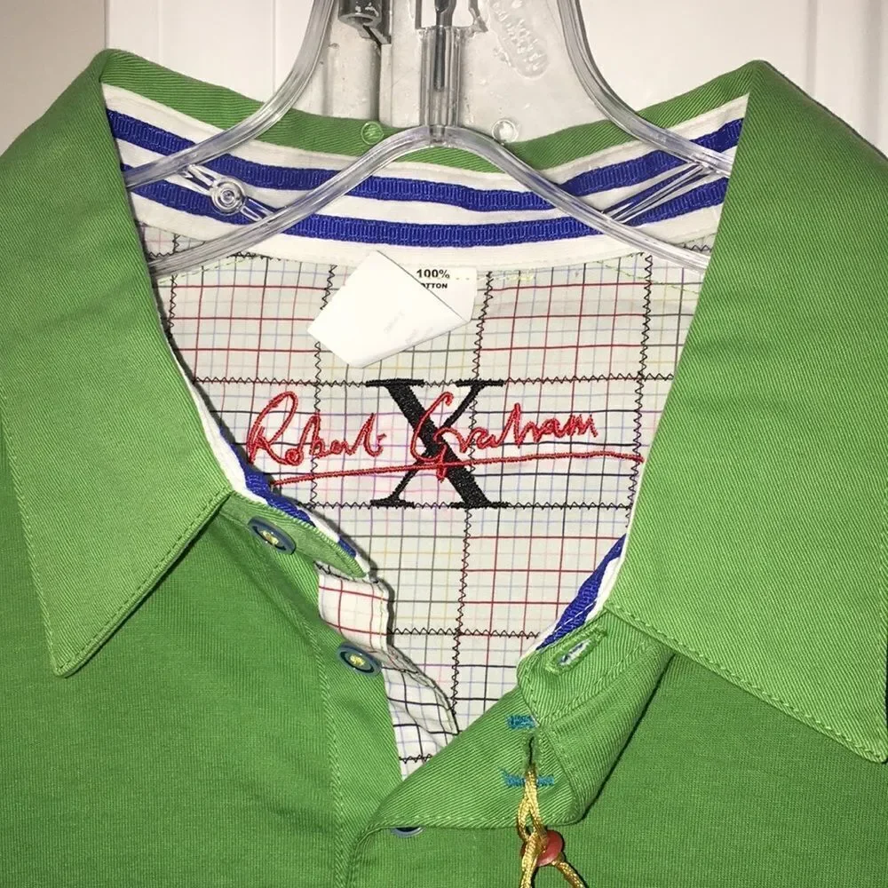 Robert Graham “X” Green Golf Polo Tennis Shirt L